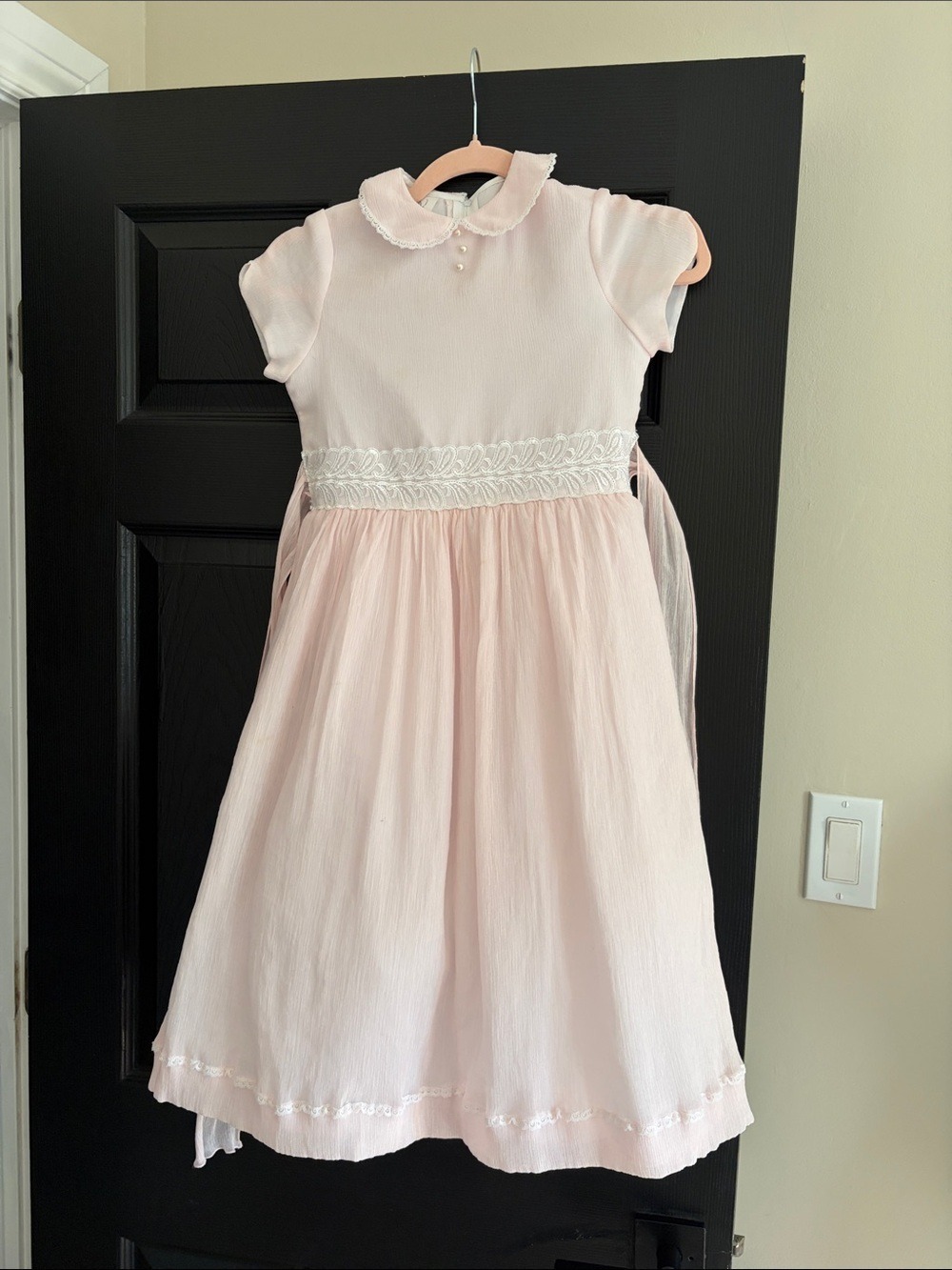 Girls' Pink Party Dress with Lace Waist